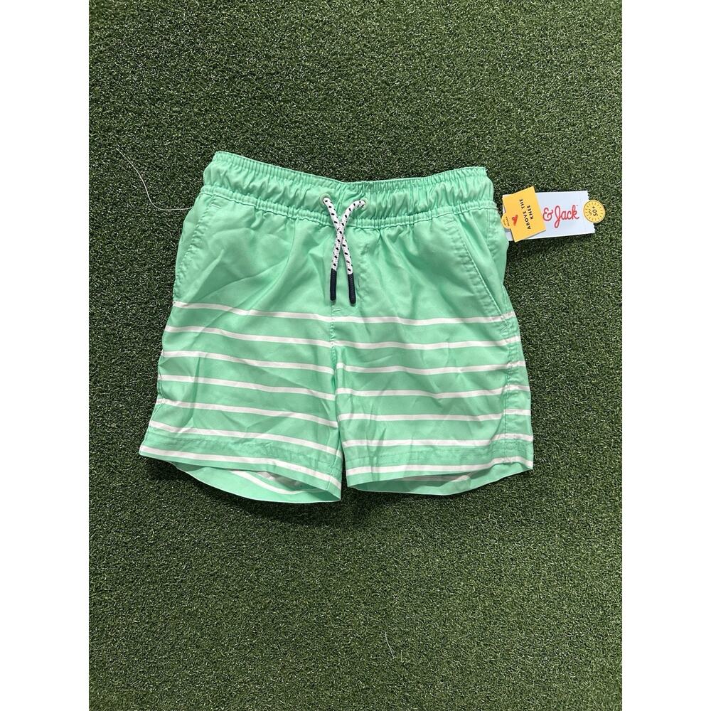 green and white striped Cat & Jack swim trunks boys size 4/5